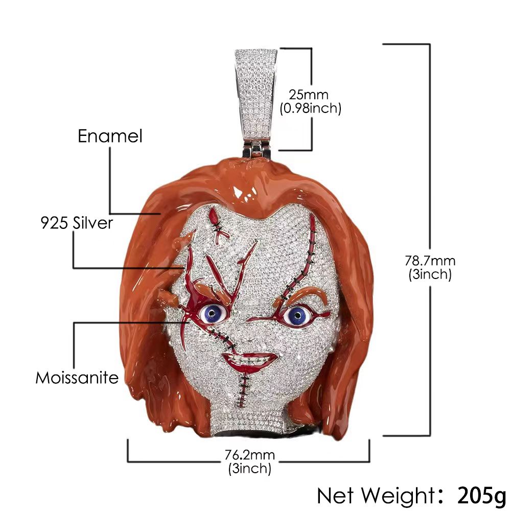 CUSTOM ENAMEL MOISSANITE CHUCKY PENDANT