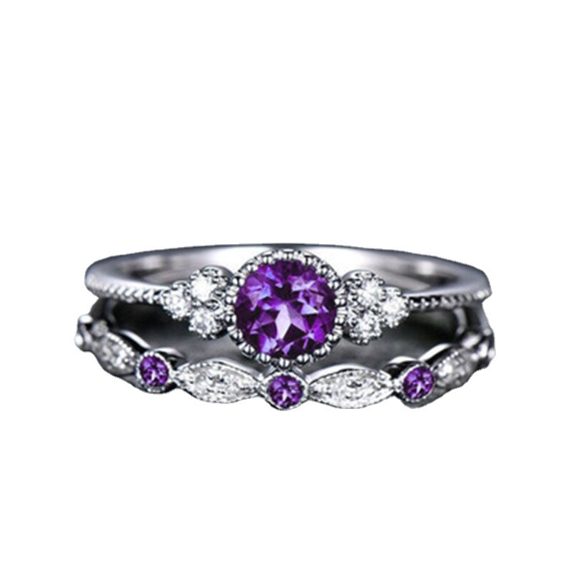 14K WHITE GOLD PURPLE AMETHYST ENGAGEMENT RING