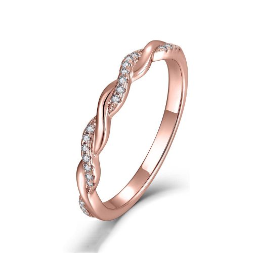 1MM ROUND CUT 10K ROSE GOLD TWISTED VINE DIAMOND MOISSANITE RING