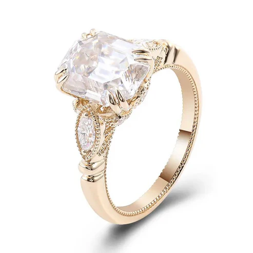 KLADOR RADIANT CUT MOISSANITE 14K YELLOW GOLD CUSTOM RING