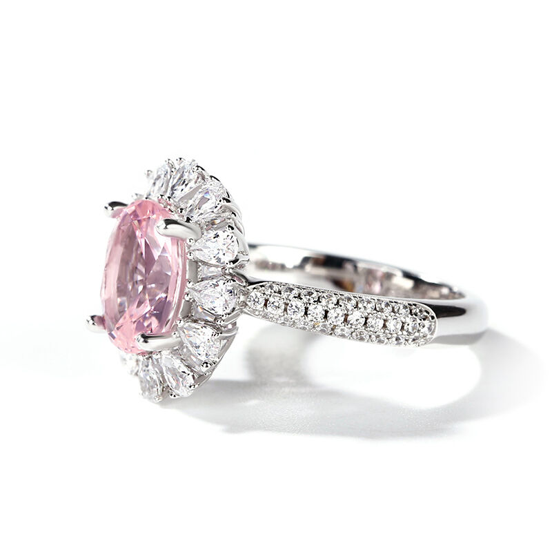 LUXURY SPARKLING OVAL CUT PINK DIAMOND RING