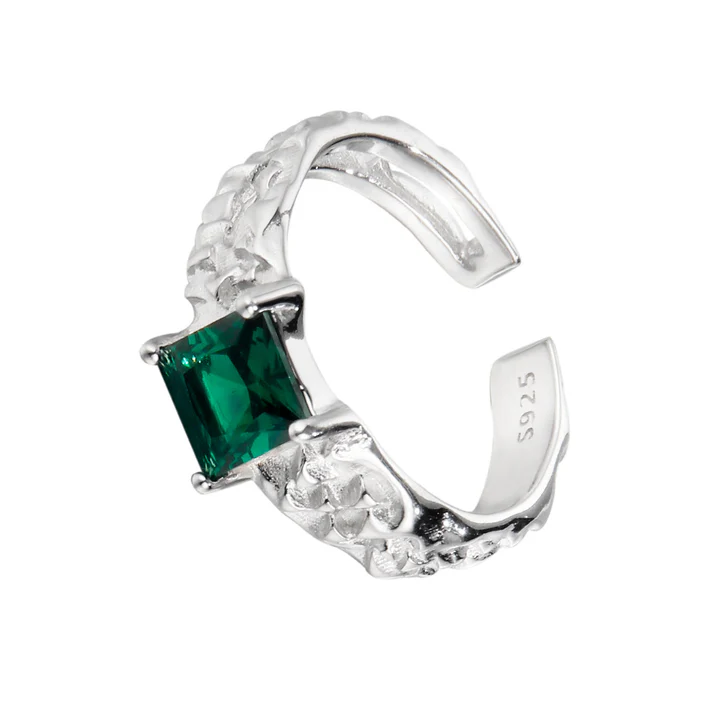 PRINCESS-CUT LAB CREATED EMERALD CUSTOM RING